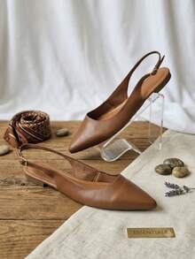 Sapatilha Slingback Feminina Bico Fino – Elegância, Conforto e Sofisticação 33 ao 40 SLINGBACK .....LUXO - Caramelo - Visão 8