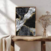 Juego de 1/3 piezas Pintura de arte de pared con textura de mármol abstracto de flujo de tinta beige y dorado, póster de decoración para sala de estar, sofá, oficina y hogar, entusiasta de la decoración del hogar minimalista moderna, material decorativo con marco opcional - Multicolor - Ver 19