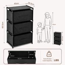 Clothes & Accessories Storage Tower – Drawer Chest For Bedroom & Wardrobe Organisation - Black 3-tier - View 2