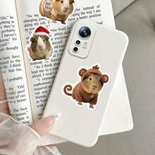 50/100Pcs Realistic Cute Guinea Pig Waterproof Vinyl Stickers, Adorable Pet Cavy With Fun Costume Hat Outfit Decals For Water Bottle Journal Laptop Scrapbook Decor,Back To School - Multicolor - View 4