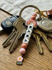 1pc Personalized Custom Name Keychain, Neutral Style Shiny Rainbow, Daisy, Sunflower Keychain, Fashionable Exquisite 3D Rainbow Bag Pendant, Accessory, Backpack Decoration Keychain, Women's Bag Accessory, Best Gift - Rainbow Floral Multicolor - View 9