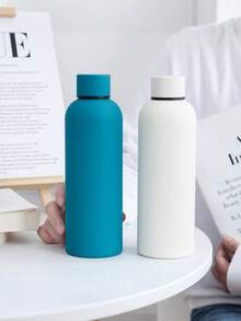 17oz/500ml Matte Stainless Steel Water Bottle, Leakproof Insulated Flask With Dust-Proof Cap, Reusable Travel Cup, Minimalist Drinkware With 10 Color Options For Office, School, Gym & Daily Hydration - Multicolor - View 3