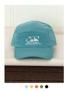 1pc Women's Soft Top Letter Embroidered Yellow Baseball Cap, Spring/Summer New Style, Quick-Dry Breathable Sun Protection Duck Bill Hat, Color Block Thin Cap, UV Protection - Mountain Peak Quick-dry Curved Brim - View 13