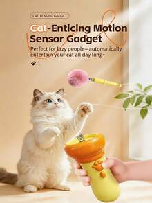 Mainan "Memancing Kucing" Interaktif, Mainan Peluncur Kucing Interaktif yang Dapat Ditarik dengan Satu Klik, Tongkat Penggoda Kucing Elektrik yang Dapat Ditarik dengan Bola Plush, Merangsang Naluri Berburu, Meredakan Kebosanan, Olahraga dan Kecerdasan, Cocok untuk Anak Kucing dan Kucing Dewasa di Dalam Ruangan - View 3