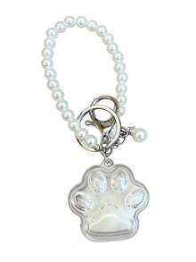 Pearl Chain Transparent Cat Paw Bear Rabbit Star Pet Hair Storage Keychain, DIY Cat Dog Hair Collection Memorial Box, Portable Pet Hair Storage Pendant, Creative Bag Charm Pet Owner Gift - Multicolor - View 12