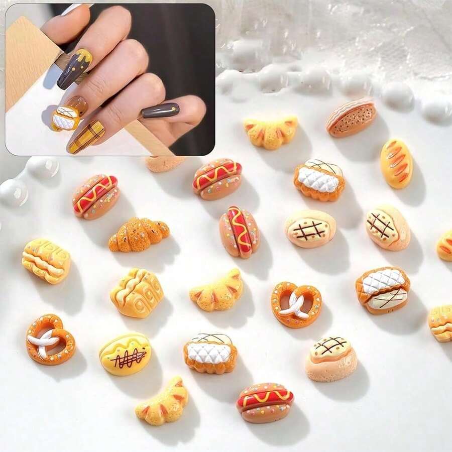 50pcs Food-Shaped Resin Nail Art Charms, Multiple Styles Nail Art ...