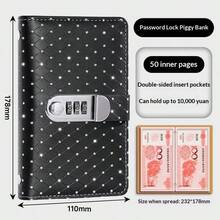 1pc Piggy Bank With Password Lock, 6 Color Options, Transparent Layer For Checking Deposit Amount, Comes With Cute Savings Diary Notebook, Perfect Gift For Friends, Family Or Girlfriend - Compact & Portable, Large Capacity, Multi-Pocket Retro Style Long Wallet, Suitable For Daily Use, Can Be Used As A Coin Purse - A - View 17