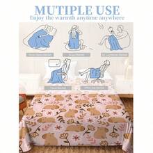 1pc Pink Capybara Floral Flannel Blanket, Light Pink Background With Cute Capybara And Minimalist Flower & Leaf Pattern, Gentle Healing Cartoon Ins Style Sofa Bedroom Home Decor Throw Blanket - Multicolor - View 7