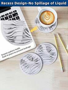 1pc Round Silicone Coaster, Non-Slip Wavy Design, Minimalist Style, Creative Drainage And Heat Insulation Pad For Coffee Cups And Water Cups - Multicolor - View 8