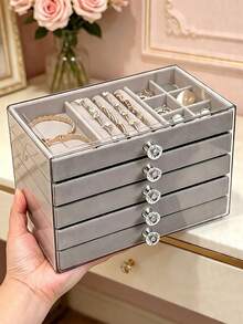 1pc 5-Layer Acrylic Drawer Jewelry Storage Box, Multi-Functional Ring, Earring, Necklace, Watch, Bracelet Display Box, Multi-Compartment Design, Suitable For Jewelry Lovers - Multicolor - View 1