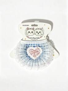 Cute Lace Trim Bow Pet Collar Bib, Detachable, Floral Plaid Cartoon Print, Exquisite Lace Decoration With Bell, Suitable For Kittens, Indoor Cats, Small Dogs, Highly Attractive Pet Decorative Accessory - Multicolor - View 13