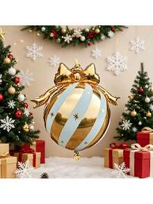 4pcs 80cm Christmas Bow Colorful Hanging Ball Set, Classic Red And Green Striped Design Full Of Holiday Atmosphere, Suitable For New Year, Christmas, Birthday Home Decor, Yard Decoration, Party Photo Props - View 7