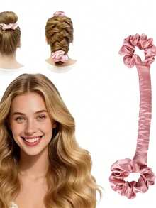 1pc Women's Heatless Curling Rod, Solid Color Polyester Fiber (Polyester) Hair Curler, No Damage To Hair, Big Waves, All Season Hair Care, Sleep Use, Faux Silk Satin Material, Travel Gift - Heatless Silk Curling Rod - View 3