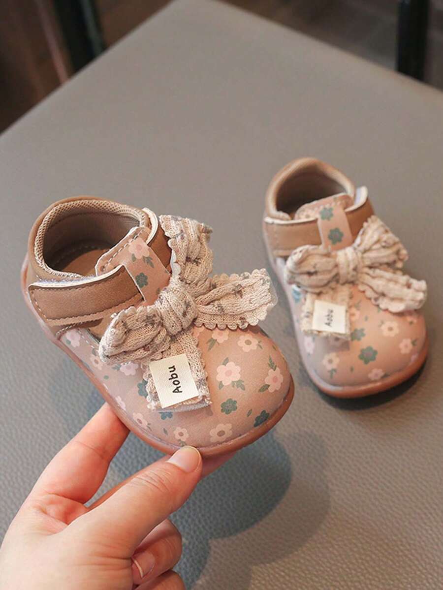 1雙女童防滑透氣瑪麗珍鞋，幼兒走路鞋，兒童學生鞋，適合春、夏、秋季 - 卡其色 - 查看 1