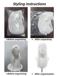anxin Gothic Pale White Long Straight Wig Center Part Synthetic Hair Dark Fantasy Witch Carnival Party Female Cosplay Wig - White - View 8