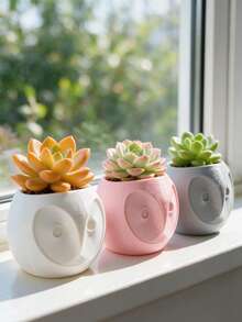 3D Printed 3pcs Creative Succulent Planters, Cute Owl Shaped Plant Pots, Mini Desktop Flower & Herb Planting Containers, Office Desk Greenery Decor - Owl - View 8