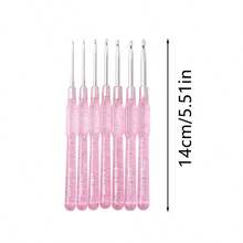 7pcs Pink Crochet Hooks + 30pcs Random Color Stitch Markers DIY Adult Crochet Set, Crochet Handmade Craft Kit - A - View 7