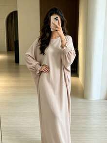 1pc Soft Muslim Dress, Soft Touch And Cool Feel, Multiple Color Options, No Fading, No Discoloration, Classic Versatile Style Suitable For Any Occasion, Easy To Match Abaya - Multicolor - View 7
