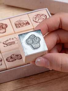 Set Of 13 Creative Food Pattern Simple Stamps Per Box, Various Dessert Pattern Vintage Stamps, Perfect For Decorating Greeting Cards, Scrapbooks, Or DIY Food-Themed Journals. - Sets - View 8
