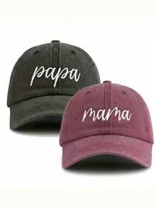 BONNY BOOM 2 buah Topi Baseball Pasangan "Ayah Ibu", Unisex, Gaya Sporty, Cocok untuk Musim Semi, Musim Panas, Musim Gugur, Musim Dingin, Hadiah untuk Orang Tua, Pantai, Liburan, Festival, Perjalanan - hitam+hitam - View 21