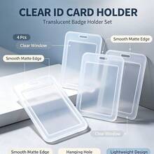 2/5pcs Semi-Transparent ID Card Holders, Rectangular Rounded Corner Design, Clear Transparent Window On Front, Pre-Punched Hole At Top, Smooth Edges, Lightweight And Portable, Suitable For ID Cards, Work Badges, Student Cards, Access Cards, Exhibition Badges, Ideal For Office, Campus, Exhibition, Event Check-In, Back To School, Thanksgiving Gift, Halloween Gift, Christmas Gift - A - View 1