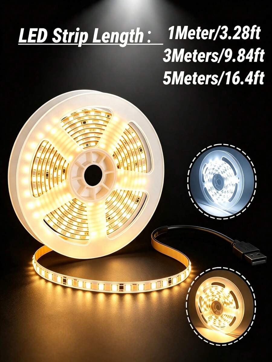 شريط إضاءة LED مرن باللون الأبيض الدافئ 16.4--3.28 بوصة، شريط إضاءة LED يعمل بالطاقة USB - 5 فولت قابل للقطع ذاتي اللصق، مناسب لإضاءة خلفية التلفزيون. مثالي لإضاءة خلفية التلفزيون والديكور الداخلي. يتميز بأداء مستقر وإضاءة عالية السطوع، مما يعزز مساحتك. - ضوء دافئ - مشاهدة 1
