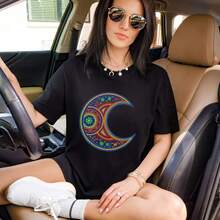 Vibrant   Moon T-Shirt | Colorful Indigenous Mexican Folk Art Design, Men's And Women's T-Shirts - White - View 4