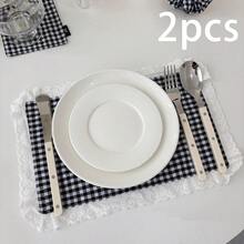 1pc/2pcs/6pcs Korean Ins Style Red Plaid Lace Napkin Placemat Multi-Purpose Dust Cover Food Photography Cloth - Multicolor - View 19
