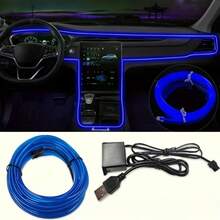 Lampu Ambient EL Mobil 3M, Pasang & Mainkan USB, Strip Dekorasi Interior Mobil Minimalis Kreatif - A - View 11