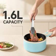 Reemix Hot Pot Electric With Steamer, 1.6L(54.11oz) Ramen Cooker Non-Stick Sauté Pan For Steak, Egg, Fried Rice, Ramen, Oatmeal, Soup, Portable Personal Hot Pot Perfect Suit For Dorm Room And Apartment - 青碧色 - 查看 3