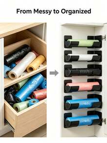 1/2/4/6pcs Wall-Mounted Trash Bag Holder, Suitable For Storing Trash Bags, Umbrellas, Storage Racks, Wall Shelves, Curtain Rods, Rolling Pins, Plastic Wrap, Aluminum Foil, Plastic Storage Boxes, Suitable For Home, Kitchen, Storage Baskets - Multicolor - View 4