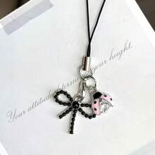 1pc Pearl Bowknot Rhinestone Seven-Star Ladybug Phone Chain Pendant, Universal For Smartphones, Minimalist Healing Small Charm, Can Decorate Keychains And Bags - Multicolor - View 9