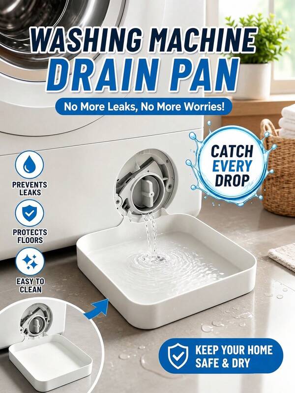 2pcs Universal Washing Machine Water Tray With Drainage Outlet, 2pcs Drum Washing Machine Overflow Drainage Tray, Leak-Proof Water Collection Box, Can Collect Washing Machine Drainage, Effectively Prevent Laundry Room Floor Water Accumulation And Overflow, Suitable For Bathroom, Home, Travel Use, Bathroom Accessories, Cleaning Supplies, Halloween, Christmas, Graduation, Housewarming Gifts, Living Room Accessories, Home Goods, Halloween Home Decor, Bathroom Decor, Travel Essentials, Bedroom Accessories, Home Essentials, Gifts For Women, Gifts For Men