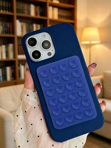 Luxury Matte 3D Suction Cup Phone Case, Compatible With IPhone 17 16 15 14 Pro Max Plus 11 12 13 Pro Max 16 Protective Cover - Dark Blue + Suction Cup - View 2