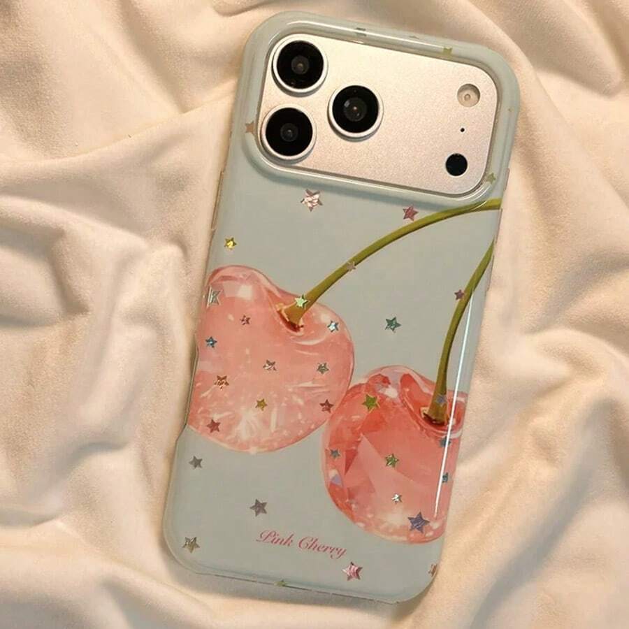 Summer Healing Style Gold Star Cherry Full Coverage Anti-Drop Phone Case Compatible With Apple 17 Pro Max, 16 Pro, 13, 14 Pro, 15 Pro, Women - Multicolor - View 1