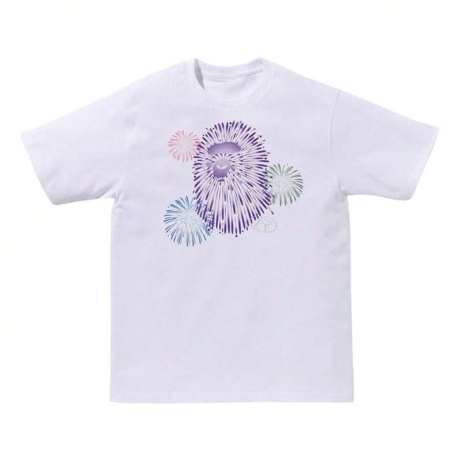 T-Shirt, Streetwear, Head Firework Tee, White, Unisex. - 白色 - 查看 1