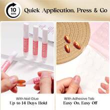Beetles  Caramel Brown Cat Eye Press-On Nails, Short Almond False Nails With Easy 10-Minute Application, Complete Fall Manicure Kit For Women - Cat Eye Press On Nails Short Almond - 查看 6