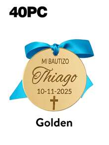 Personalized Baptism Gift Tags, Customized Gold Acrylic Cross Baptism Party Favor Tags, Baby Baptism Party Decoration, Gift Box Labels, Keepsake Charms - Multicolor - View 17