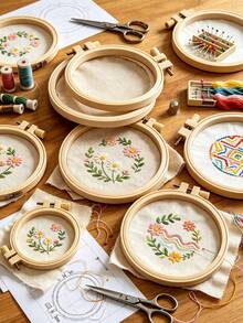Bamboo-Style Double Layer Embroidery Hoop, 7/9/12cm Three Sizes Available, Lightweight Adjustable Fabric Tension, Mini Portable Embroidery Hoop, Suitable For Fine Small Embroidery, Holiday Hanging Decor, Personalized Handmade Gift Making - Imitation Bamboo Embroidery Hoop - View 1