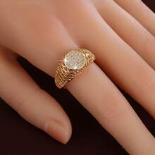 1pc Fashion Geometric Hollow Round Design Cubic Zirconia Women's Ring - Multicolor - View 9