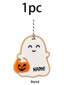 Custom Halloween Ghost Tag, Personalized Basket Wall Hanging Decor, Cute Spooky Name Sign, Customized Name Party Ornament, Customizable Holiday Gift For Halloween, Fall Room Decor, Halloween Decorations, Gifts For Family And Friends, Father, Mother - Style a - View 10
