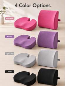 Minimalist Seat Cushion & Lumbar Support Set, Thickened U-Shaped Office Chair Back Cushion With Straps, Breathable Fabric Cover, Suitable For Office Chair, Computer Chair, Car Seat, Study, Home Office, Holiday, Holiday, Cyber Monday - Multicolor - View 7