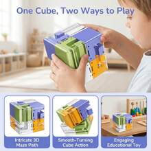 TEMI 3D迷宮魔方，教育益智玩具，兒童拼圖玩具，生日派對禮物，適合3歲及以上兒童 [隨機顏色] - 薄荷綠 - 查看 10
