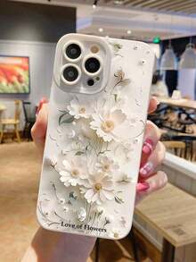 Summer Daisy 1pc Papercut Flower Frosted Anti-Drop TPU Phone Case Compatible With Iphone 11, 15 Pro Max, 14 Pro Max/Galaxy - 白色 - 查看 1