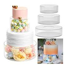 1pc Transparent Acrylic Cake Divider, Fillable Cake Stand, Party Wedding Theme Cake Decoration Prop - Multicolor - View 2
