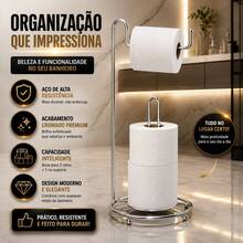 Suporte Porta Papel Higiênico De Chão 3 Rolos Organizador Banheiro Aramado Chão Moderno Compacto Resistente - Visão 5