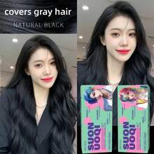 Krim Pewarna Rambut Hitam Alami Menutupi Uban Menutupi Semua Warna Pewarna Rambut Wangi 100ml+100ml - MultiWarna - View 4