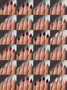 32 buah Kuku Akrilik Pendek Berbentuk Almond Mengkilap Warna Merah Burgundy - MultiWarna - View 2