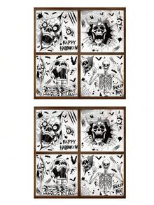 8/4/1 Sheets Halloween Window Decals – Double-Sided, Removable Glass Stickers For Spooky Atmosphere And Indoor Party Decor; Perfect For Halloween Window Decorations - Multicolor - View 8