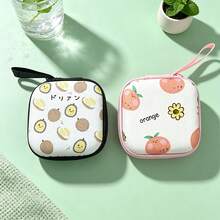 2pcs Cute Fruit Print Earphone Storage Bag, Portable Digital Accessories Organizer Box, EVA Hard Shell Charging Cable Storage Pouch For AirPods, Data Cable, Small Items, Student Commute Travel Essential - View 10
